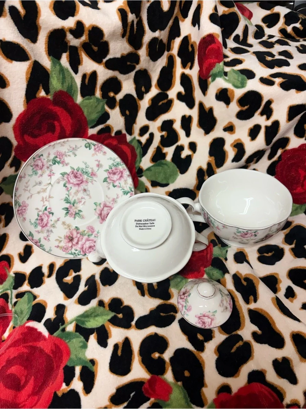 New Classic Floral Porcelain Tea for One Set in Pink and Green